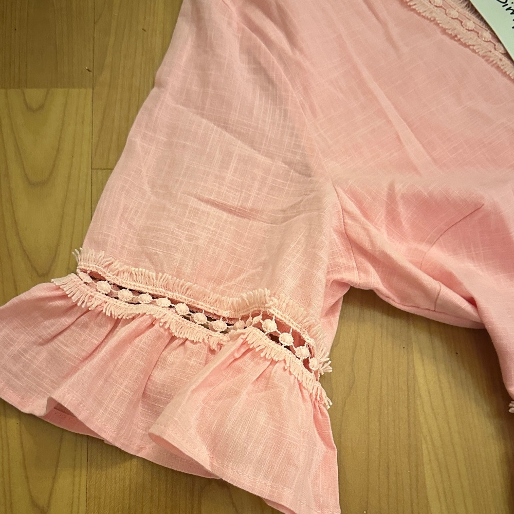 Simple Blush Ruffle Trim Dress - Picture 3 of 3
